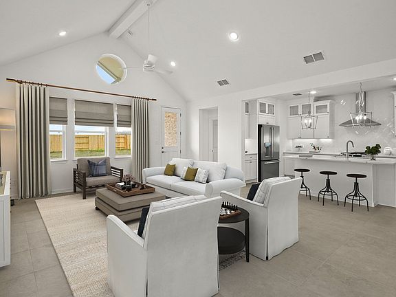 Great room with vaulted ceiling