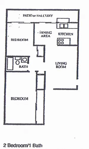 Floor plan 2 Bedroom/1 Bath