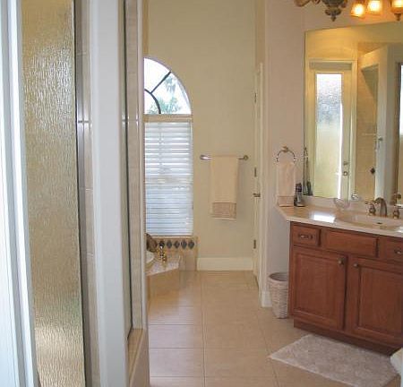 huge walk around shower and jacuzzi tub
