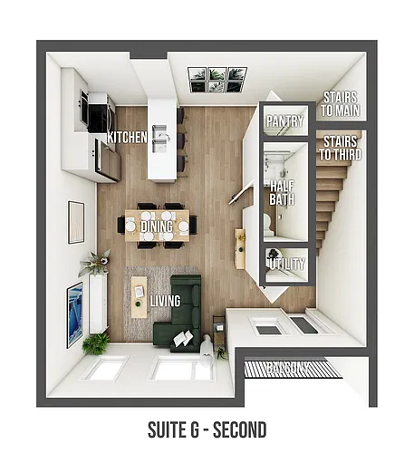 Floor plan Suite G 2 Bed 1.5 Bath 7