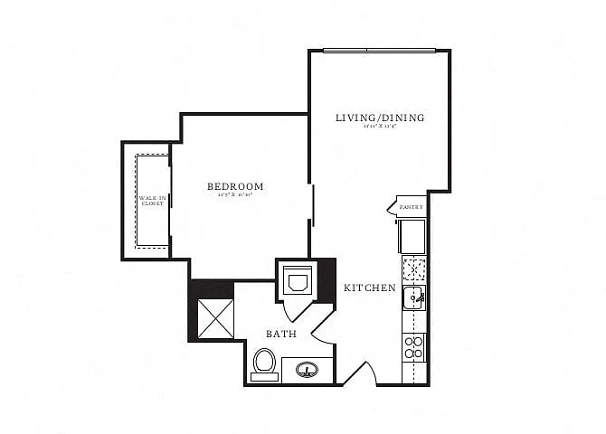 Floor plan Jr 1 Bed/1 Bath-B2B
