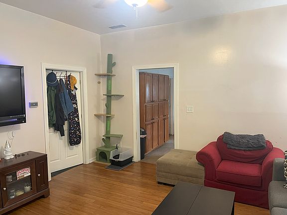 Living room leads to kitchen