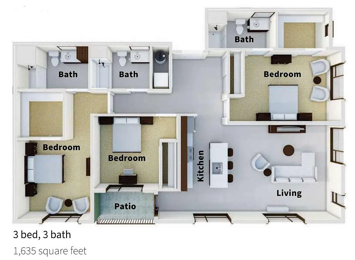 Floor plan 3 Bedroom C