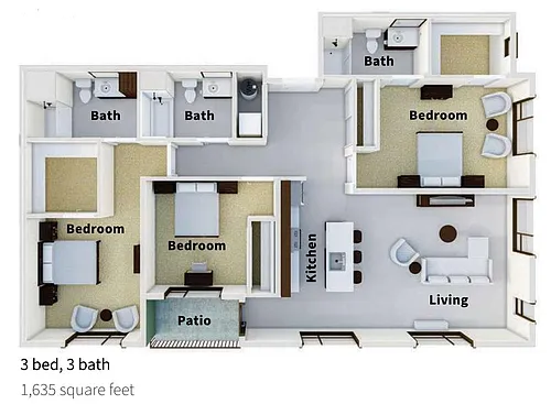 Floor plan 3 Bedroom C