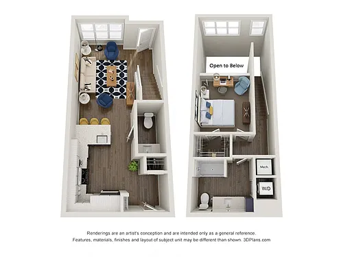 Floor plan TH13 1x1.5 857 SF
