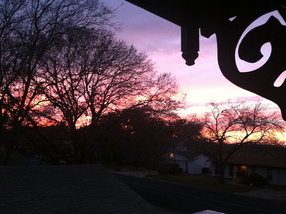 Sunset from upstairs bathroom window