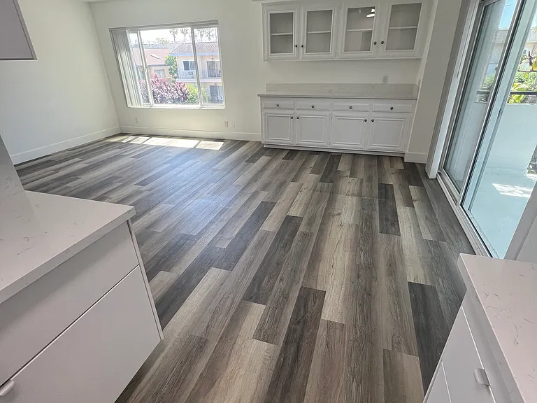 Dining area and storage cabinets