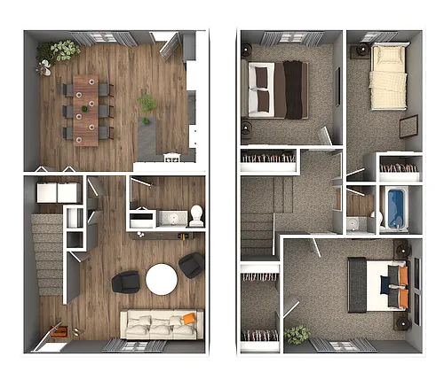 Floor plan 3 Bed 1.5 Bath Townhome