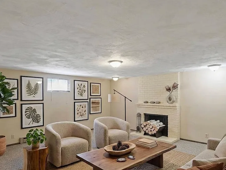 Family room with fireplace