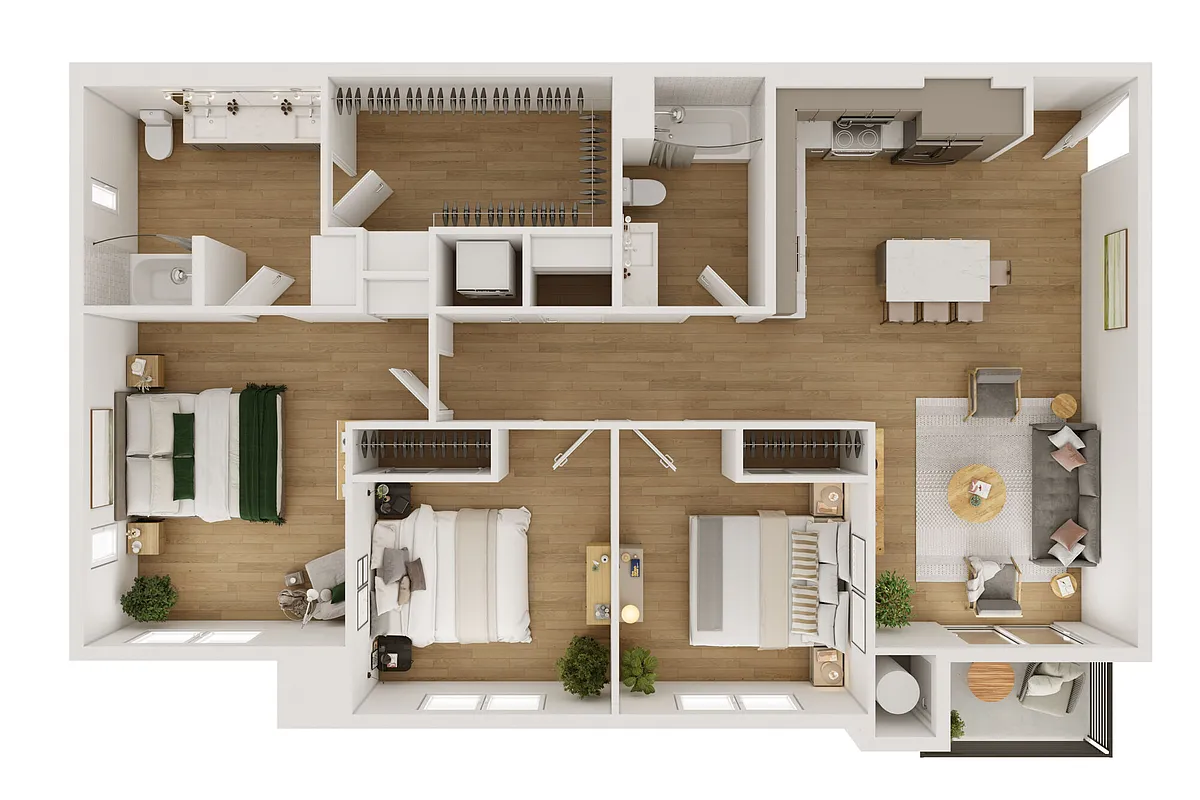 Floor plan 3 Beds 2 Baths