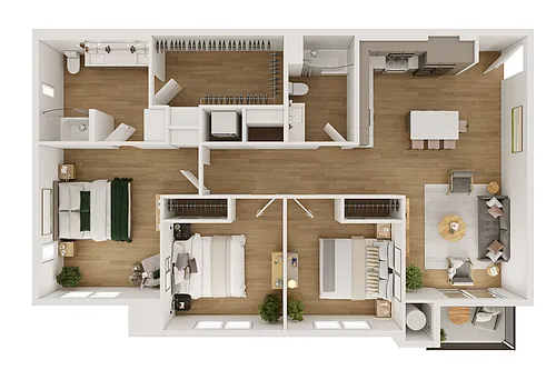 Floor plan 3 Beds 2 Baths