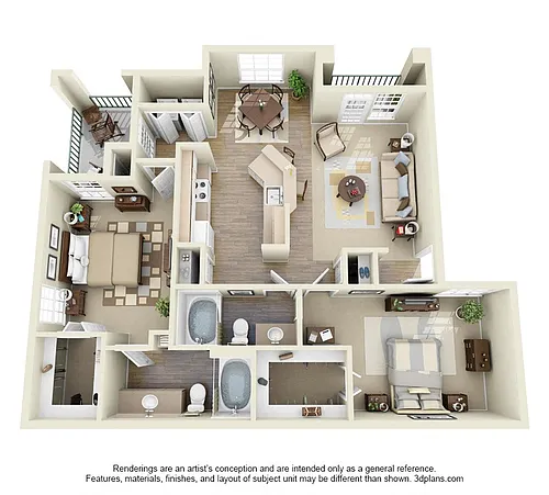 Floor plan 2 Bed x 2 Bath Medium