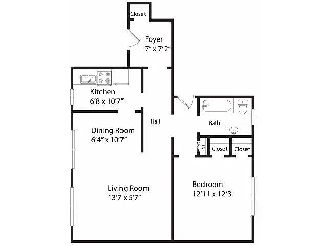 Floor plan Raleigh 757 Sq. Ft.
