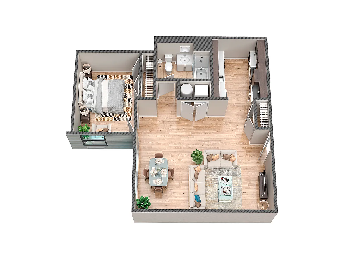 Floor plan 1 Bedroom-800 Sq Ft
