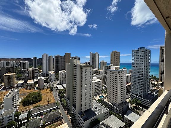 view from lanai. View of Waikiki Beach and partial view of Diamond Head