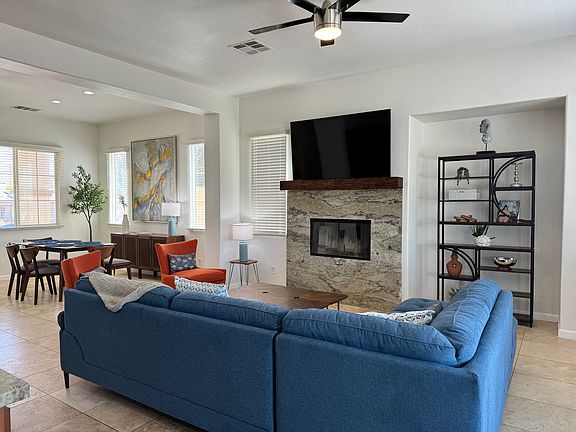 open space living room with big dining table