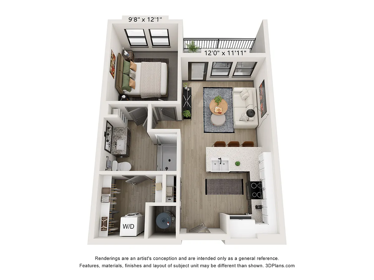 Floor plan A1 LL (1 Bedroom)
