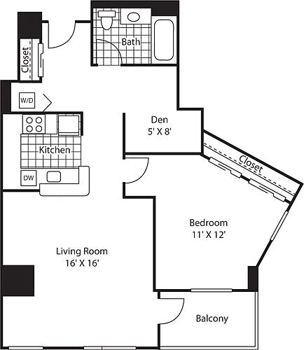 Floor plan One Bedroom 857