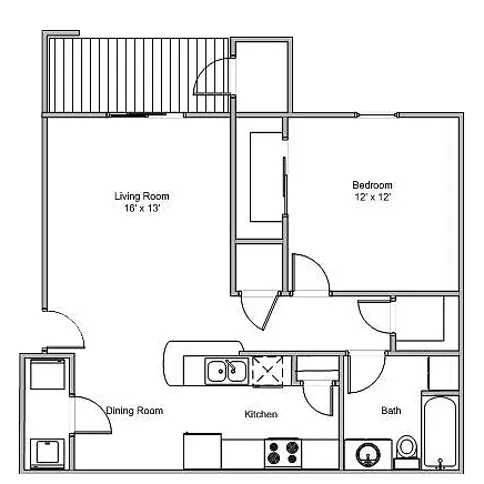 Floor plan 1 Bedroom 1 Bath Premium