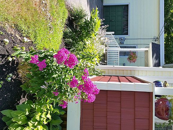 Side porch and garage