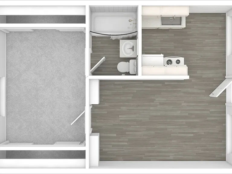 One-Bedroom 3D Unfurnished Floor Plan One-Bedroom 3D Unfurnished Floor Plan