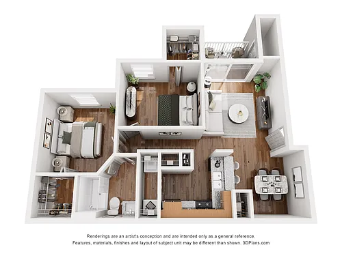 Floor plan B1 Jennings - 2 Bedroom, 1 Bathroom