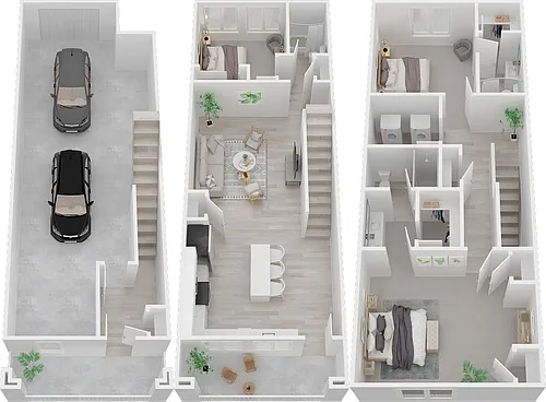 Floor plan 3 Bed 3 Bath B