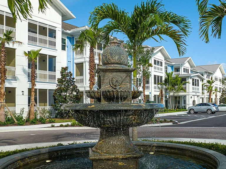 A peaceful centerpiece in the outdoor landscape.