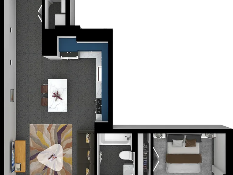 1 Bedroom - Units 1202. 1302. 1402, 1502
