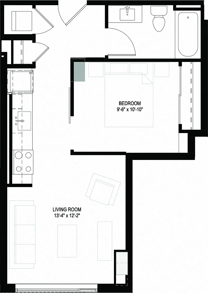 Floor plan One Bedrooms/One Bathrooms (J14)