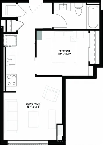 Floor plan One Bedrooms/One Bathrooms (J14)