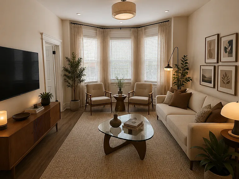 AI-staged image shown separately for inspiration; furniture not included
