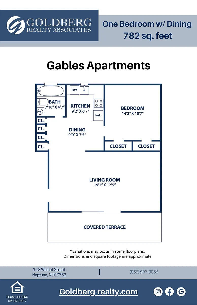 Floor plan One Bedroom w/ Dining Area