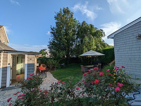 Private backyard and gardens.