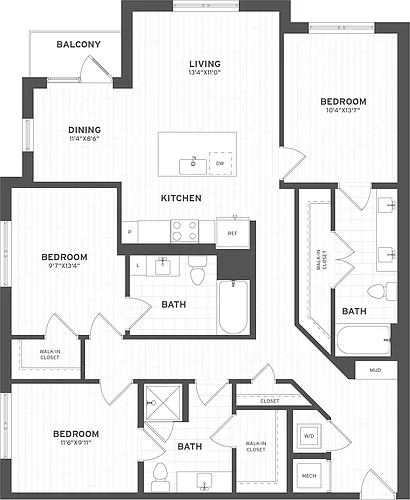 Floor plan 3 Bed/3 Bath-C1