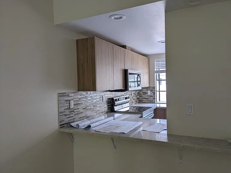 View of the kitchen from the dinning area