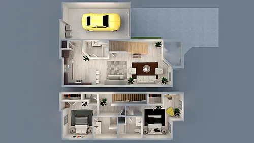 Floor plan 2 Bedroom Townhome Garage