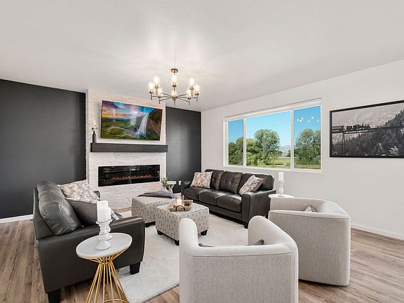 Family Room w/ Accent Wall & Custom Stacked Stone Fireplace