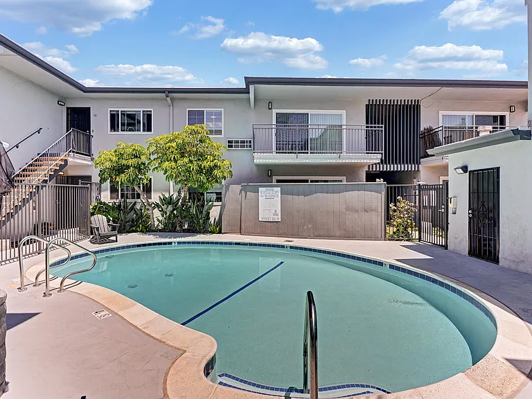A swimming pool deck