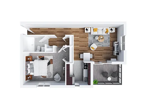 Floor plan 1BR/1BA - B