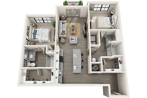 Floor plan Olmsted 2 Bedroom 2 Bath