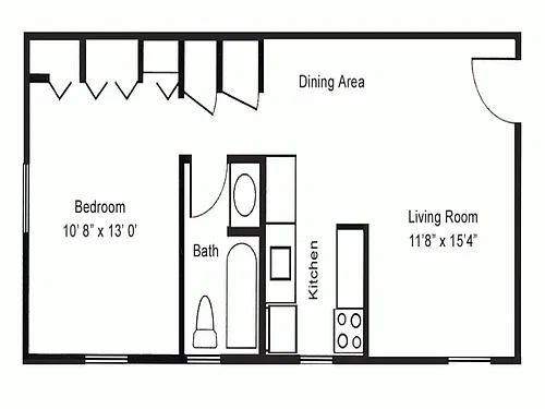 Floor plan 1BR/1BA The Merlot