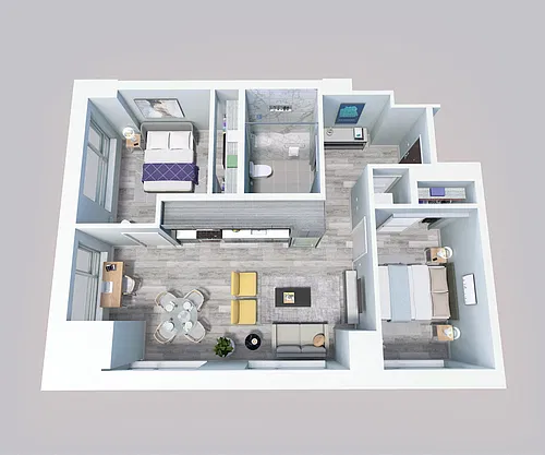 Floor plan 2 Bed, 1 Bath B
