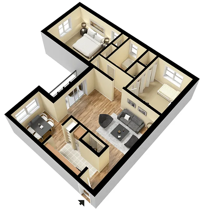 Floor plan 2 Bed 1 Bath