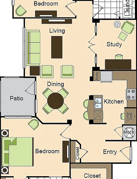Two Bedroom Two Bath with Den (1417 SF) Two Bedroom Two Bath with Den (1417 SF)