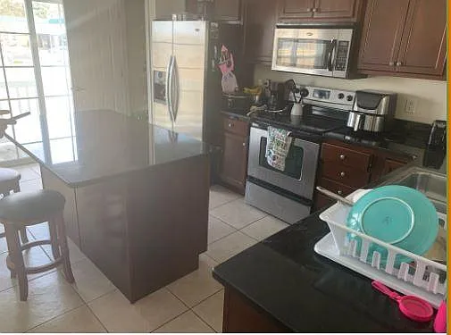 View of the spacious kitchen