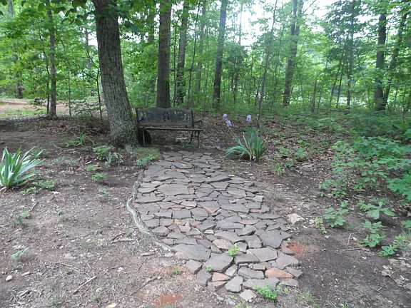 Park Bench with Stones 