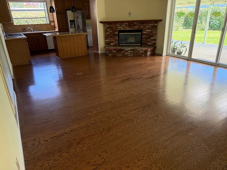 Family Room with wood burning firepalce