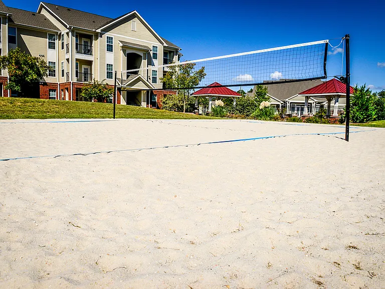 Sand volleyball court.