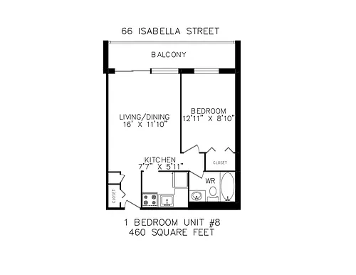 Floor plan Junior One Bedroom